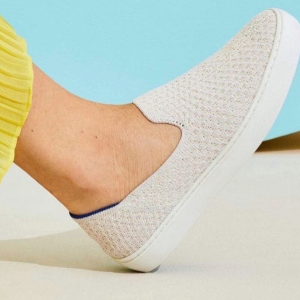 Rothy’s Salt Honeycomb Knit Slip On Sneaker white grey orthopedic comfort office